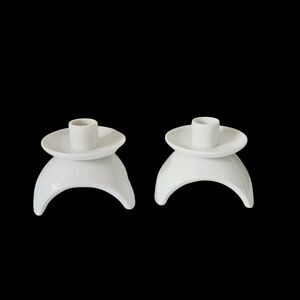 PAIR of Otagiri White Porcelain‎ Tripod Taper Candle Holders  MCM Mid-Century